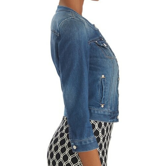 SOLD - WHBM jewel neck denim jacket - Picture 3 of 16